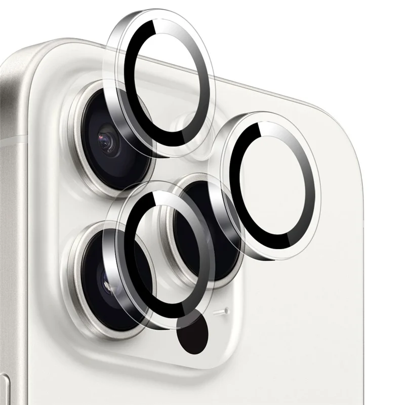 NORTHJO 1Set Clear Lens Film for iPhone 15 Pro / 15 Pro Max Camera Lens Protector Tempered Glass Metal Ring Guard