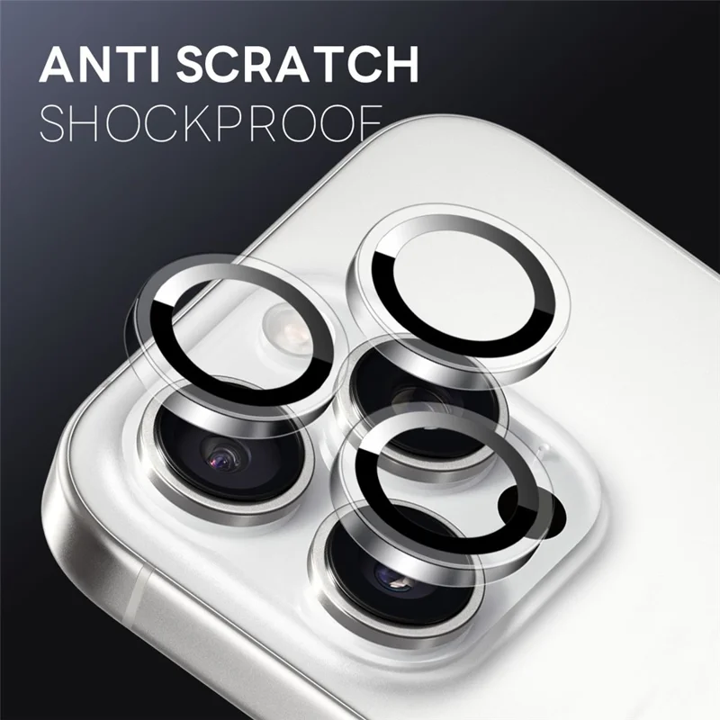 NORTHJO 1Set Clear Lens Film for iPhone 15 Pro / 15 Pro Max Camera Lens Protector Tempered Glass Metal Ring Guard