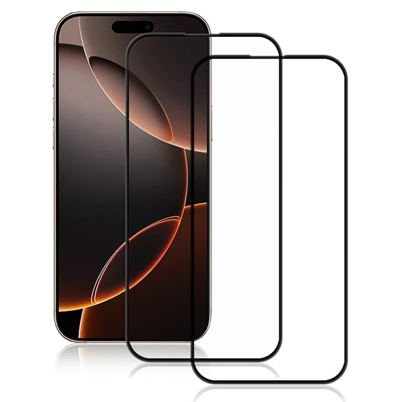 AMORUS 2Pcs For iPhone 17 Pro Max Screen Protector Shatterproof Silk Printing Tempered Glass Film - Black