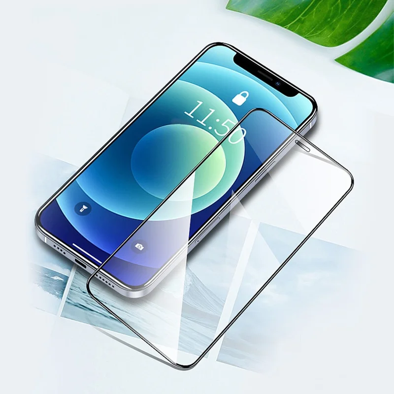 AMORUS 2Pcs For iPhone 17 Pro Max Screen Protector Shatterproof Silk Printing Tempered Glass Film - Black