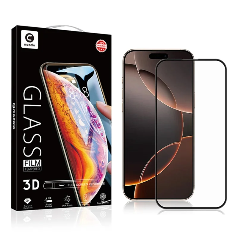 MOCOLO Para iPhone 17 Pro Max Protector de Pantalla Completo con Pegado de Precisión, Vidrio Templado Curvado 3D