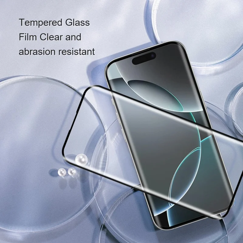 AMORUS pour iPhone 17 Protection d'écran complète avec colle de pose Verre trempé incurvé 3D Anti-rayures