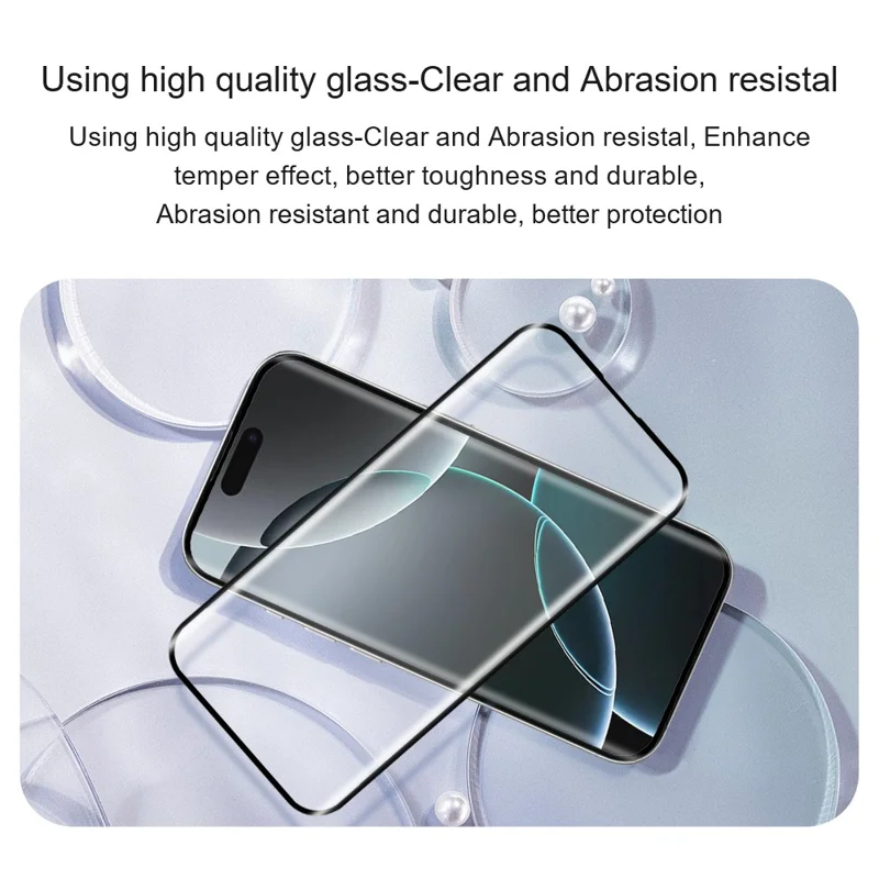 AMORUS pour iPhone 17 Protection d'écran complète avec colle de pose Verre trempé incurvé 3D Anti-rayures
