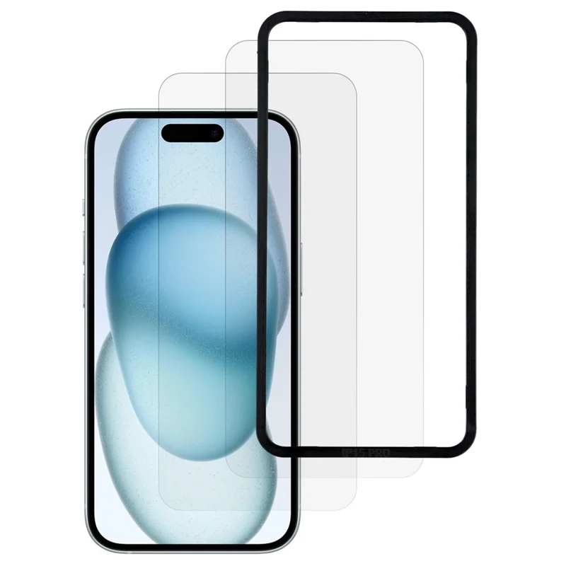 2 PCS For iPhone 15 Screen Protector HD Clear Tempered Glass Film with Installation Tool