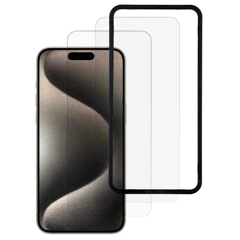 2 PCS For iPhone 15 Pro Screen Protector HD Clear Tempered Glass Film with Installation Tool