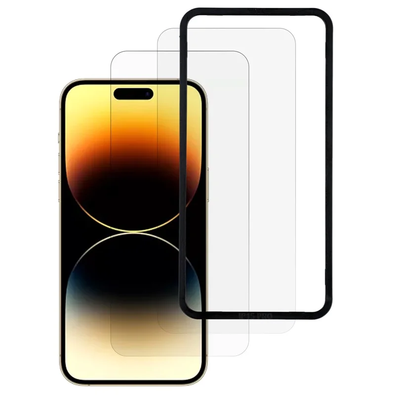 2 PCS For iPhone 14 Pro Screen Protector HD Clear Tempered Glass Film with Installation Tool