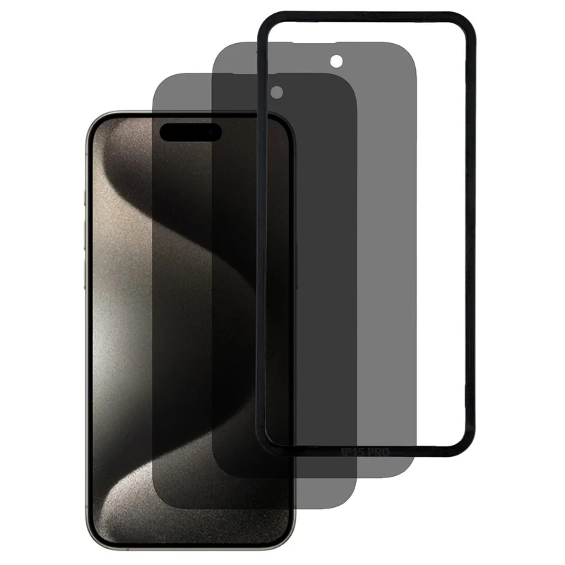 2 PCS For iPhone 15 Pro Privacy Screen Protector Anti Spy Tempered Glass Film with Installation Tool