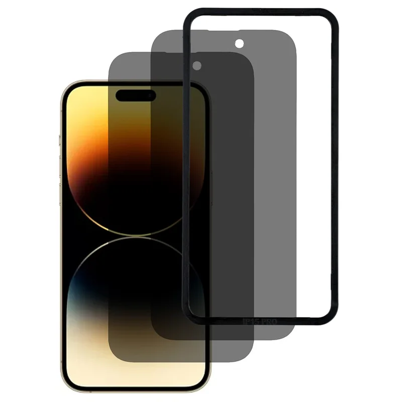 2 PCS Protection d'écran Confidentialité pour iPhone 14 Pro Verre Trempé Anti-Espion avec Outil d'Installation