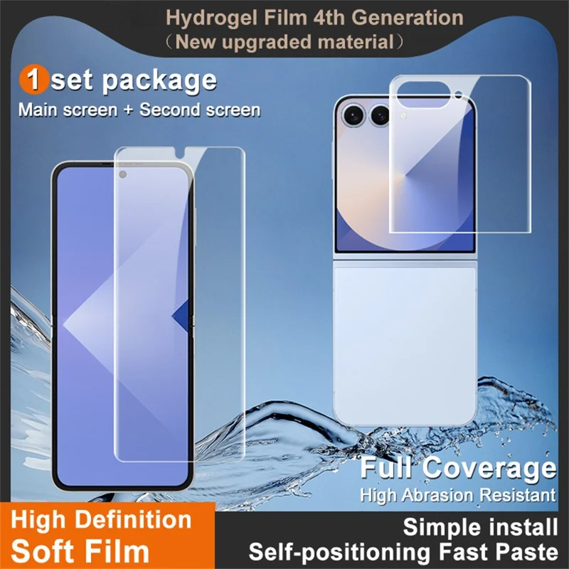IMAK Гидрогелевая пленка 4-го поколения для Samsung Galaxy Z Flip7 5G 1 комплект TPU защитная пленка (передний экран + внутренний большой экран)