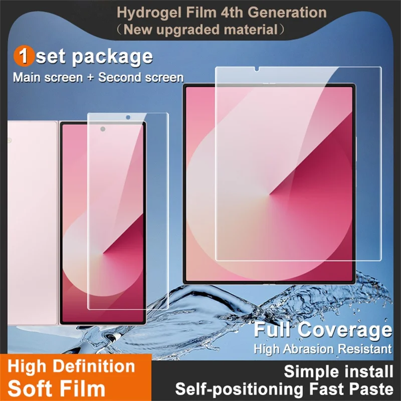 IMAK Pellicola Idrogel di 4a Generazione per Samsung Galaxy Z Fold7 5G 1 Set Film TPU per Schermo (Schermo Frontale + Schermo Interno Grande)