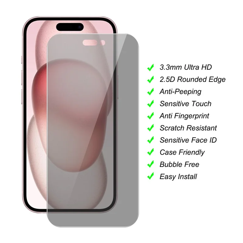 JUNSUNMAY 25 Stück Blickschutz Panzerglas Displayschutz für iPhone 15 - Anti-Drop HD Klare Schutzfolie