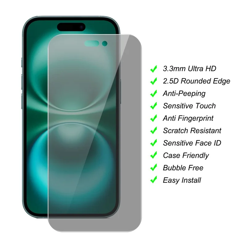 JUNSUNMAY 25 Stück Blickschutz Panzerglas Displayschutz für iPhone 16 – Anti-Drop HD Klare Schutzfolie