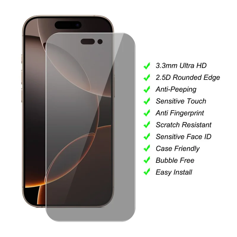 JUNSUNMAY 25 Stück Blickschutz Panzerglas Displayschutz für iPhone 16 Pro - Anti-Bruch HD Klare Schutzfolie