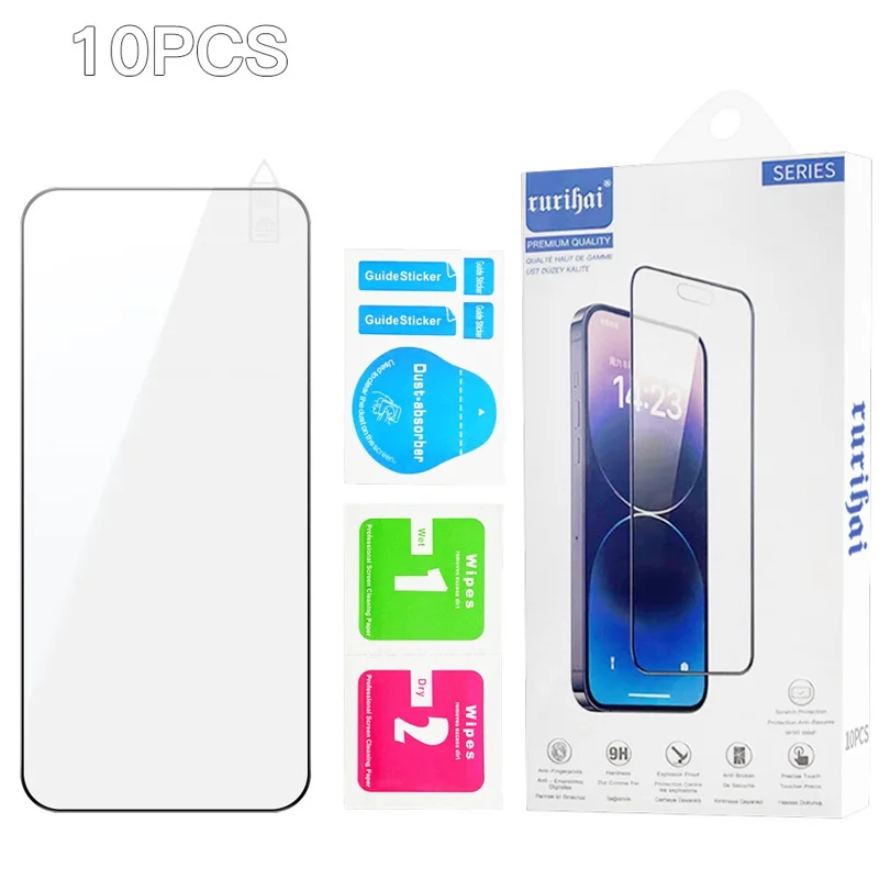 RURIHAI 10 Stück Für Oppo Reno14 F 5G Hochwertige Aluminium-Silizium-Glasfolie 0,26 mm 2,5D Displayschutz