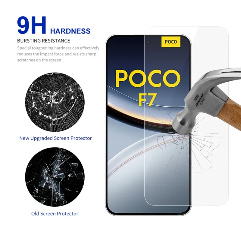 RURIHAI 10Pcs For Xiaomi Poco F7 5G Screen Protector 0.26mm 2.5D High Aluminium Silicon Glass Film