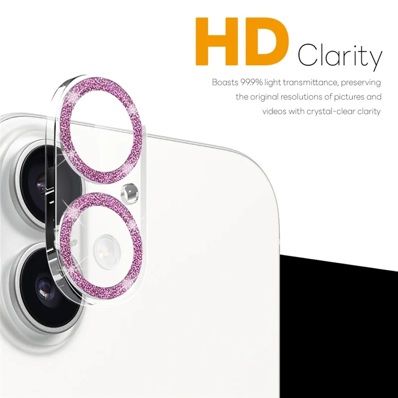 NORTHJO For iPhone 17 Camera Lens Protector Glitter Bling Circles Tempered Glass HD Clear 3D Full Coverage - Pink