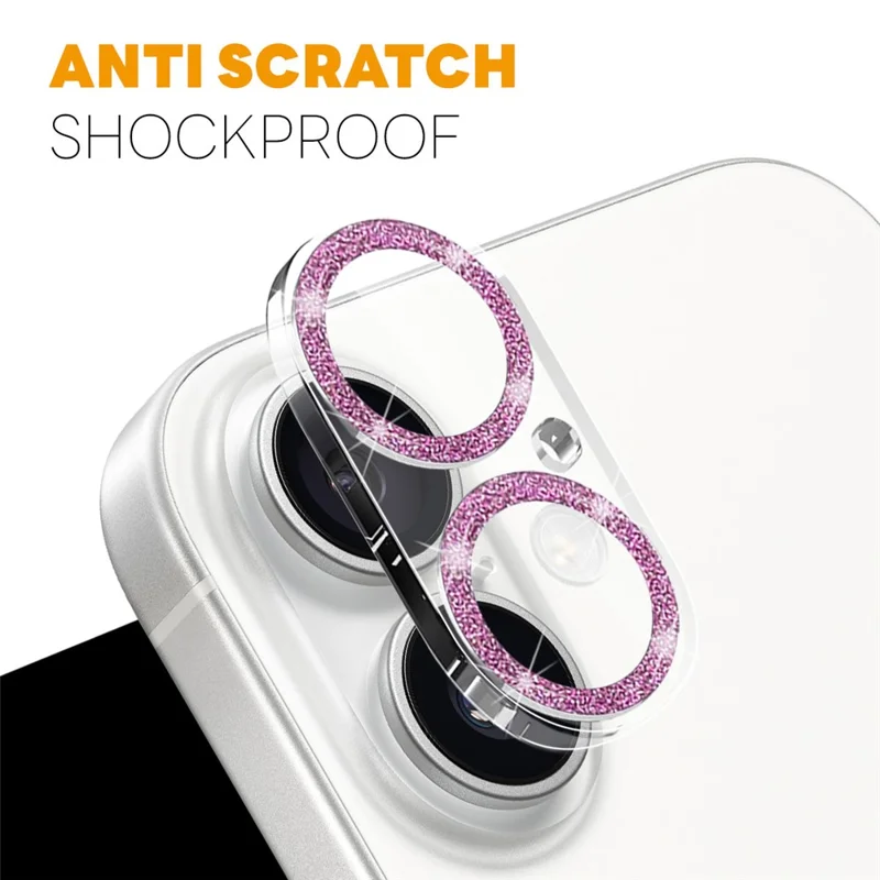 NORTHJO For iPhone 17 Camera Lens Protector Glitter Bling Circles Tempered Glass HD Clear 3D Full Coverage - Pink