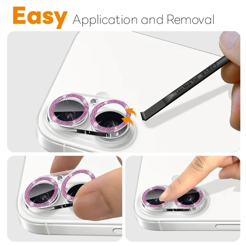 NORTHJO For iPhone 17 Camera Lens Protector Glitter Bling Circles Tempered Glass HD Clear 3D Full Coverage - Pink