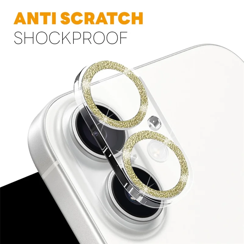 NORTHJO Pour iPhone 17 Protecteur de Lentille d'Appareil Photo Paillettes Brillantes Cercles Verre Trempé HD Transparent 3D Couverture Complète - Or
