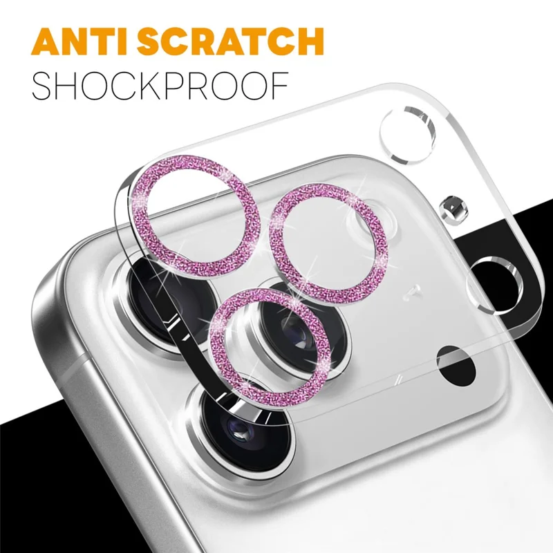NORTHJO Para iPhone 17 Pro Protetor de Lente da Câmera Glitter Bling Círculos Vidro Temperado HD Transparente Cobertura Total - Rosa