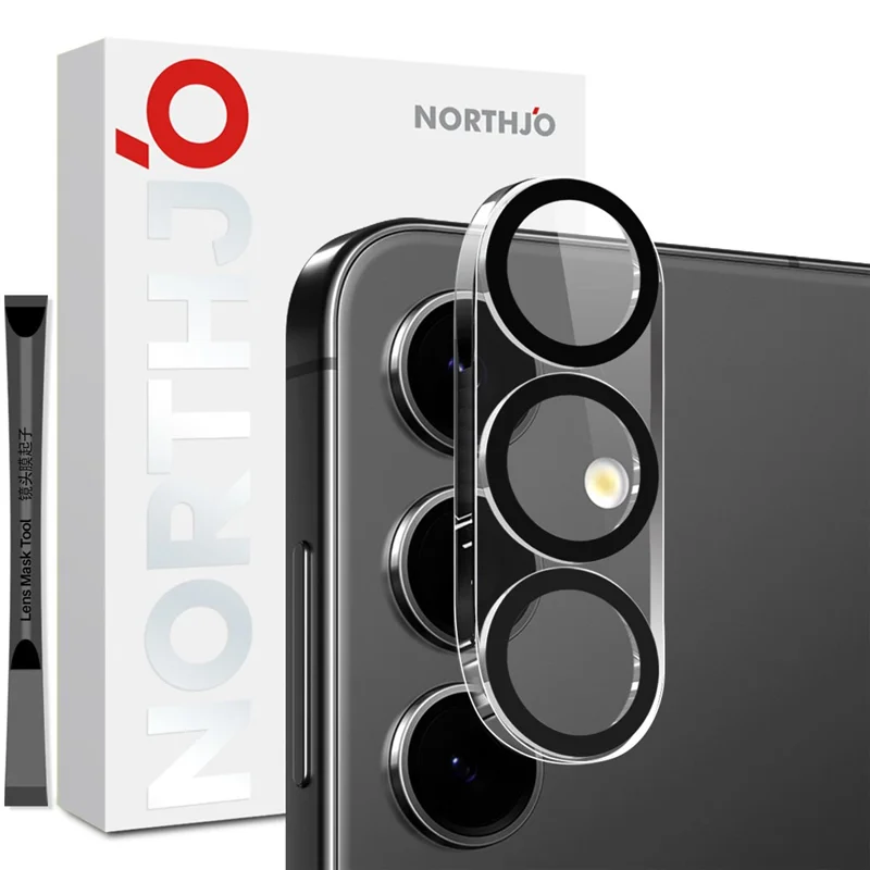 NORTHJO For Samsung Galaxy S25 FE Black Circles Camera Lens Protector Tempered Glass HD Clear 3D Full Coverage