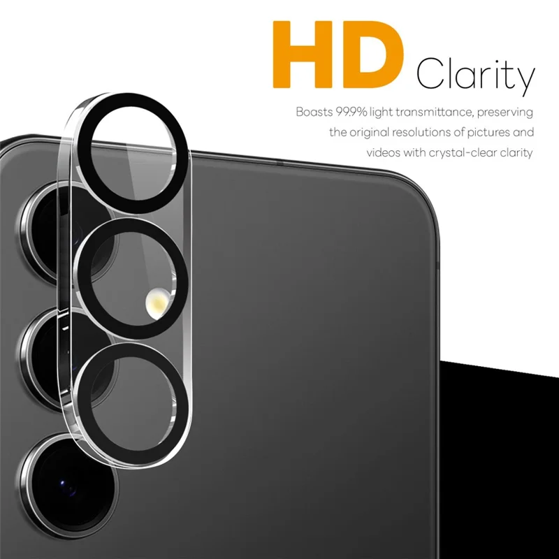 NORTHJO 2 шт. Для защиты камеры Samsung Galaxy S25 FE Чёрные круги 3D Полное покрытие Прозрачная закалённая стеклянная плёнка для объектива