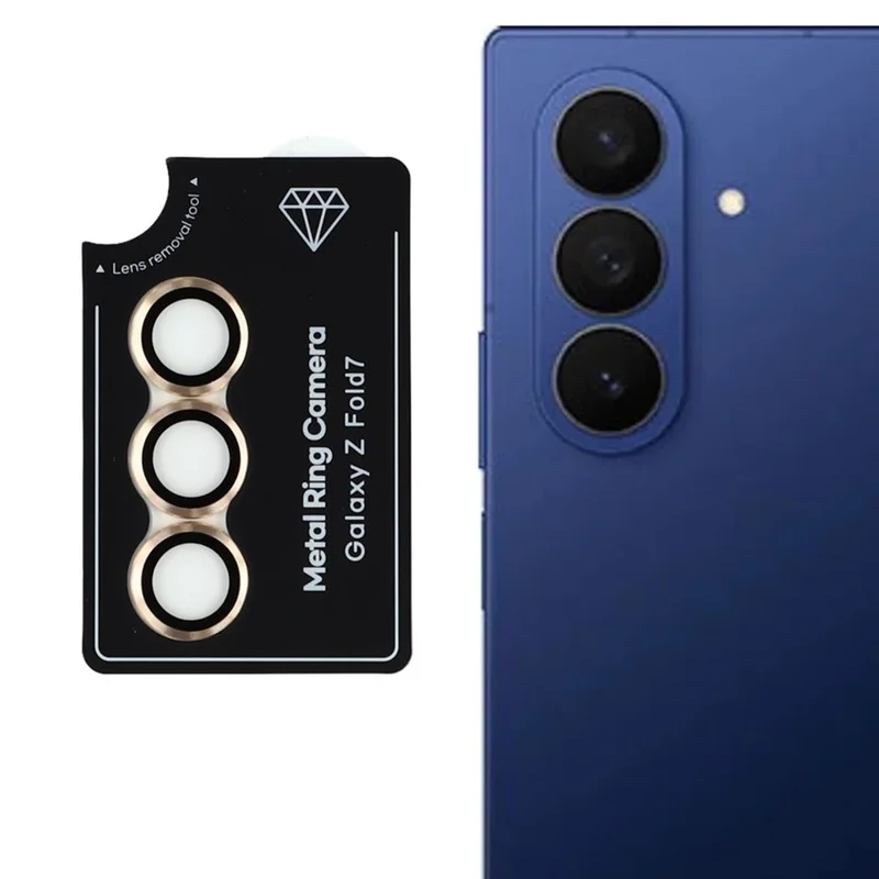 Protetor de Lente de Câmera para Samsung Galaxy Z Fold7 5G - Filme de Lente Individual com Posicionamento Preciso - Dourado