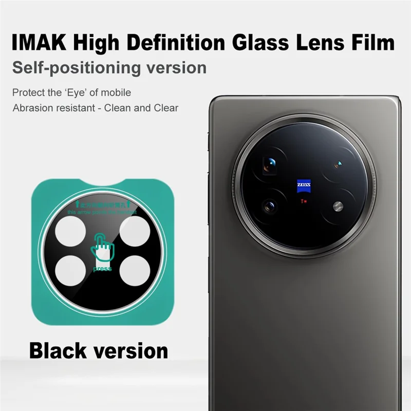 IMAK For vivo X Fold5 5G Tempered Glass Camera Lens Protector with Self Positioning Frame (Black Version)