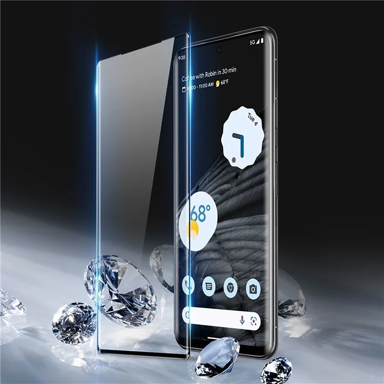 DUX DUCIS Protector de pantalla completa antiexplosión para Google Pixel 7 Pro 5G, película de vidrio antiarañazos de alúmina media de 0,33 mm doblada en caliente 