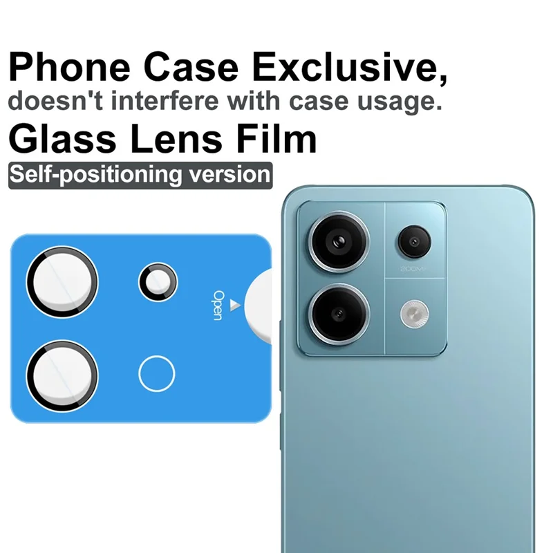 IMAK For Xiaomi Redmi Note 13 Pro 5G / Poco X6 5G Tempered Glass Camera Lens Protector with Self Positioning Frame (Scaled Down Version)