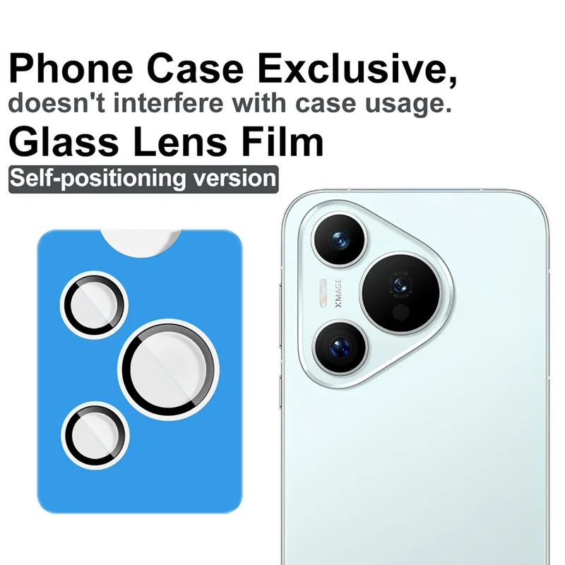 IMAK For Huawei Pura 70 Tempered Glass Camera Lens Protector with Self Positioning Frame (Complete Covering)