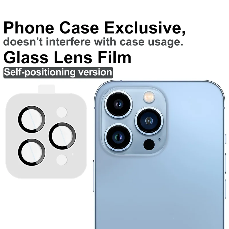 IMAK For iPhone 13 Pro / 13 Pro Max Tempered Glass Camera Lens Protector with Self Positioning Frame (Scaled Down Version)