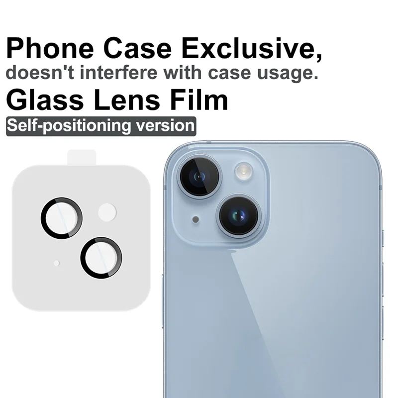 IMAK For iPhone 14 / 14 Plus Tempered Glass Camera Lens Protector with Self Positioning Frame (Scaled Down Version)