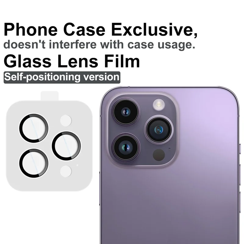 IMAK For iPhone 14 Pro / 14 Pro Max Tempered Glass Camera Lens Protector with Self Positioning Frame (Scaled Down Version)