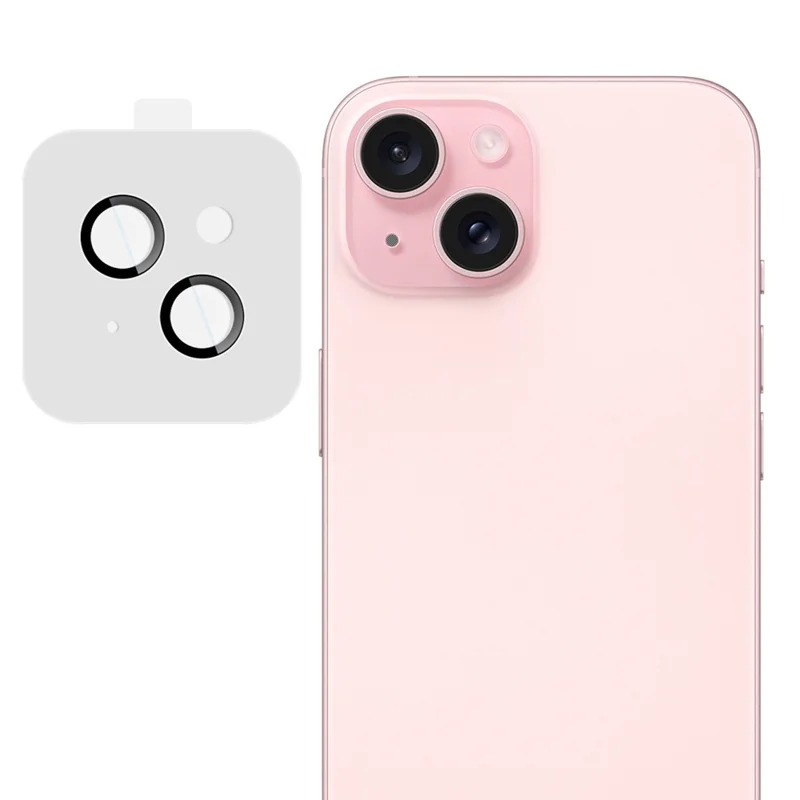 IMAK For iPhone 15 / 15 Plus Tempered Glass Camera Lens Protector with Self Positioning Frame (Complete Covering)