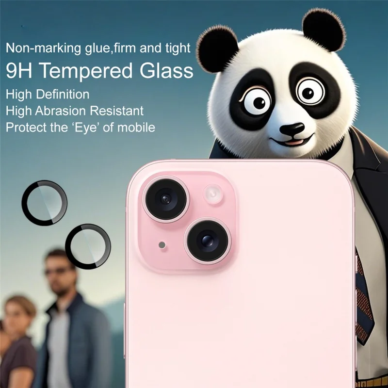 IMAK For iPhone 15 / 15 Plus Tempered Glass Camera Lens Protector with Self Positioning Frame (Complete Covering)