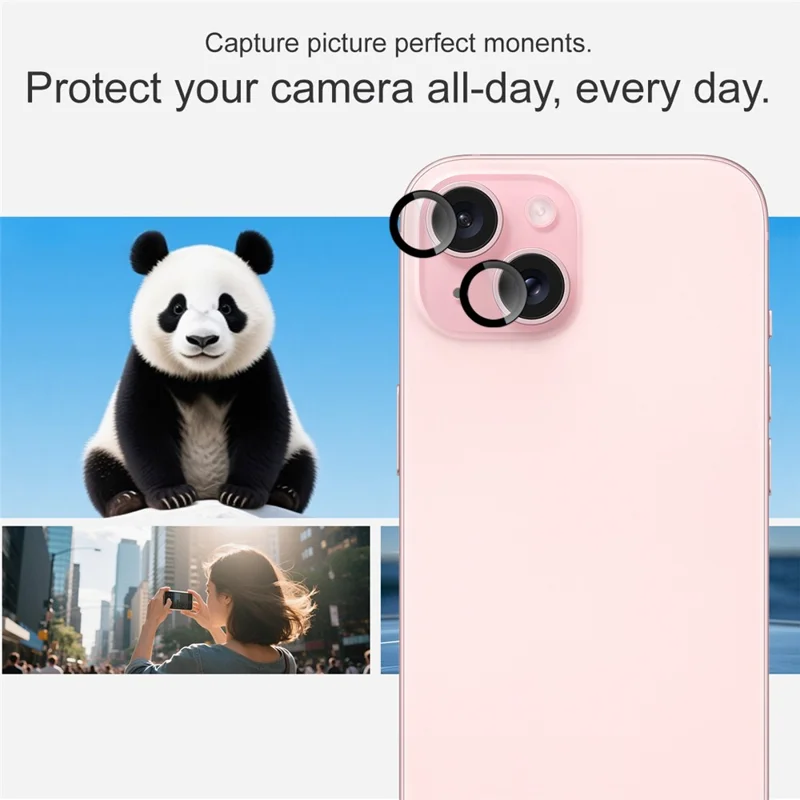 IMAK For iPhone 15 / 15 Plus Tempered Glass Camera Lens Protector with Self Positioning Frame (Complete Covering)