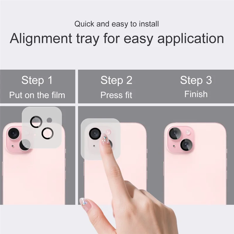 IMAK For iPhone 15 / 15 Plus Tempered Glass Camera Lens Protector with Self Positioning Frame (Complete Covering)