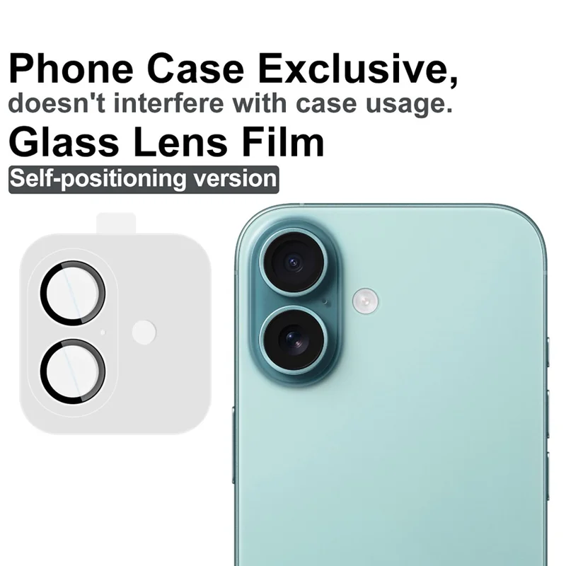 IMAK For iPhone 16 / 16 Plus Tempered Glass Camera Lens Protector with Self Positioning Frame (Scaled Down Version)