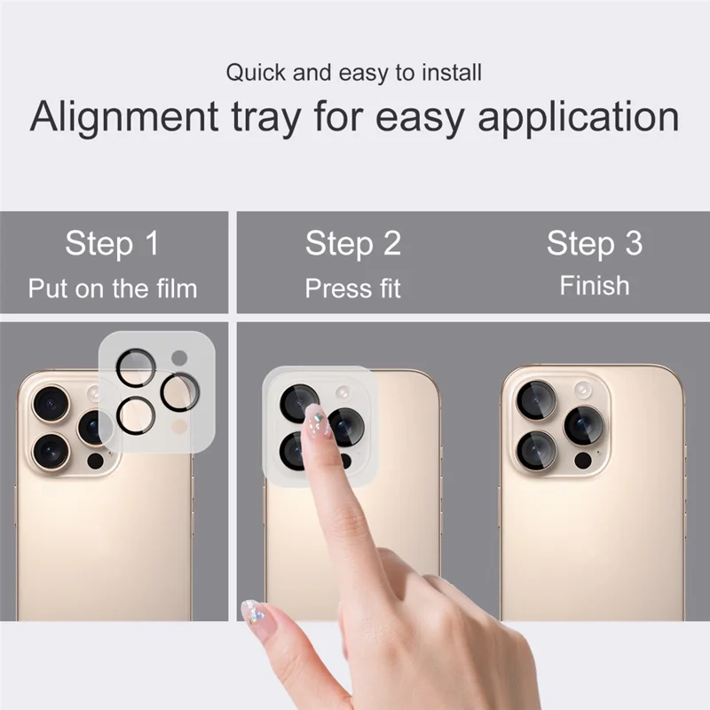 IMAK Pour iPhone 16 Pro / 16 Pro Max Protecteur d'objectif de caméra en verre trempé avec cadre d'auto-positionnement (Version réduite)