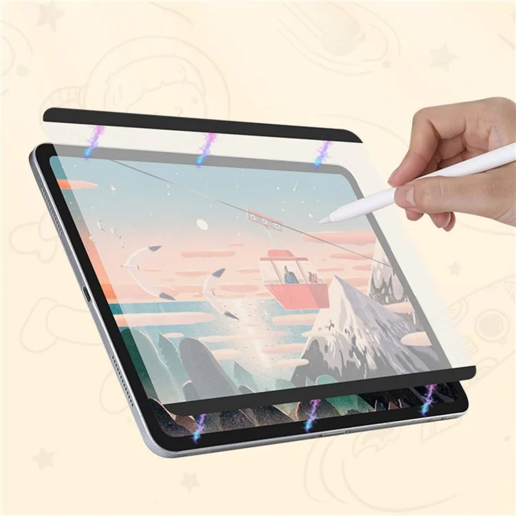 Para iPad Pro 12.9 (2022) / (2021) / (2020) Protetor de Tela Tipo Papel Reutilizável Absorção Magnética PVC Filme de Tela de Tablet para Desenhar Escrever Fazer Anotações