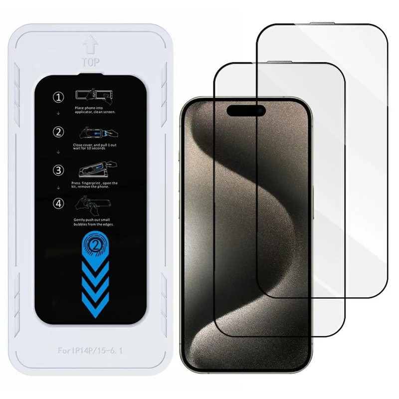 Bulk Purchasing 2Pcs For iPhone 15 Pro Screen Protector High Aluminium-Silicon Glass 0.33mm HD Film with Installation Tool