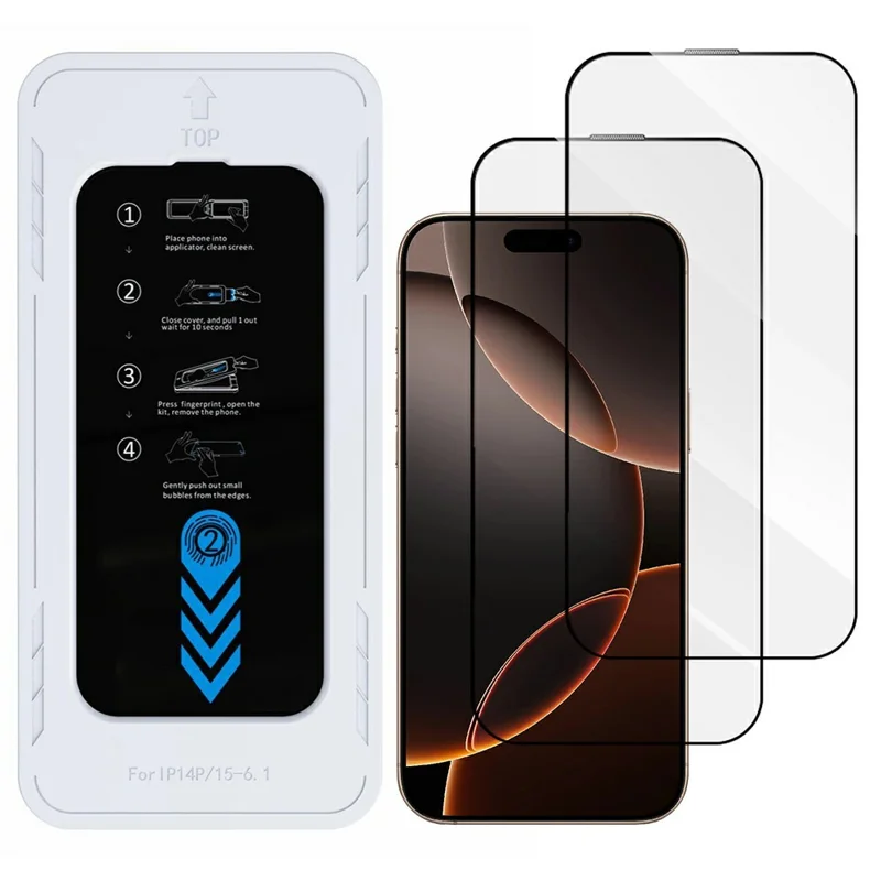 Compra a granel 2 unidades para iPhone 17 Pro Protector de pantalla Vidrio de aluminio-silicio HD de 0,33 mm con herramienta de instalación