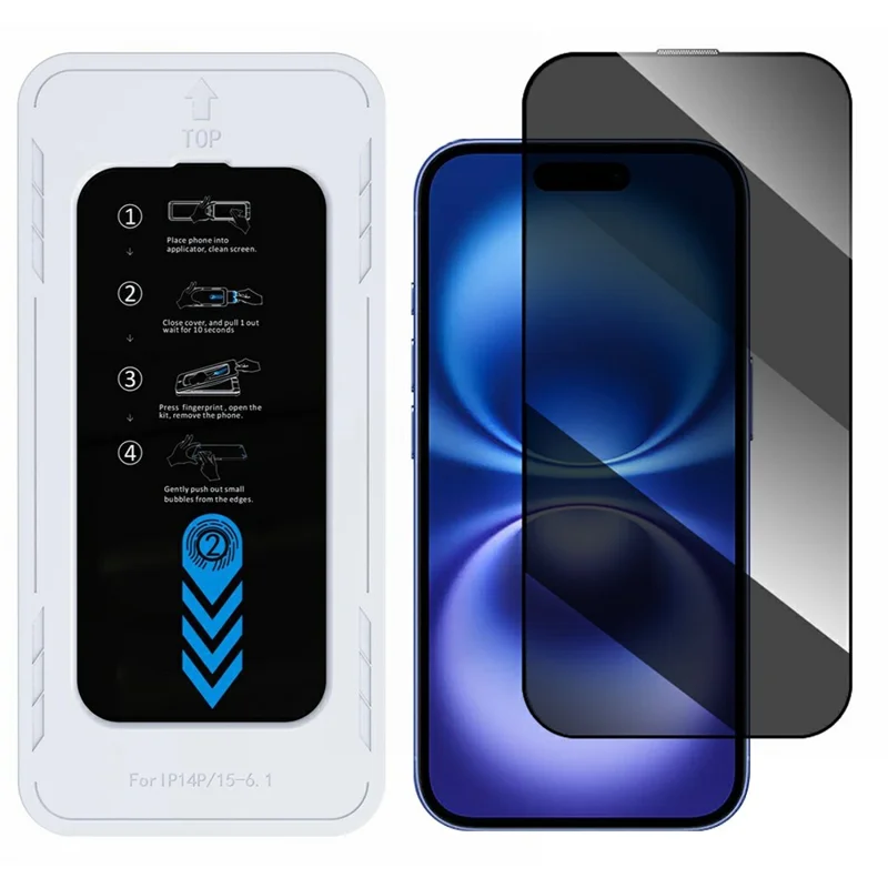 Bulk Purchasing For iPhone 16 Plus / 15 Plus Privacy Screen Protector 28-Degree Anti-Spy 0.33mm High Aluminium-Silicon Glass Film with Installation Tool