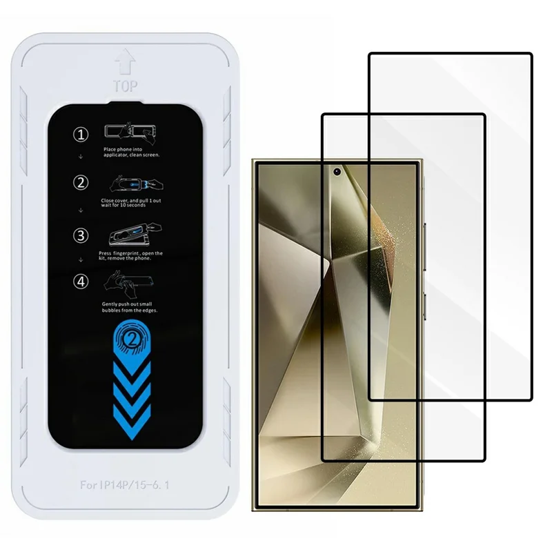 Achat en vrac 2 pièces pour protecteur d'écran Samsung Galaxy S24 Ultra Verre haute aluminium-silicium 0,33 mm Film HD avec outil d'installation