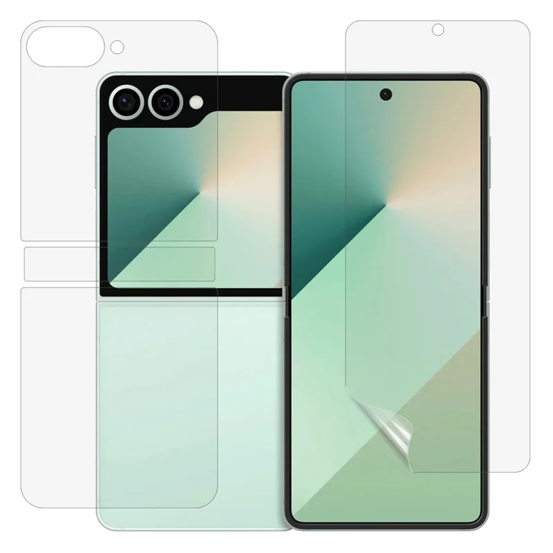 For Samsung Galaxy Z Flip7 5G Hydrogel Screen Protector Set, Outside + Inside + Back + Side Soft TPU Film