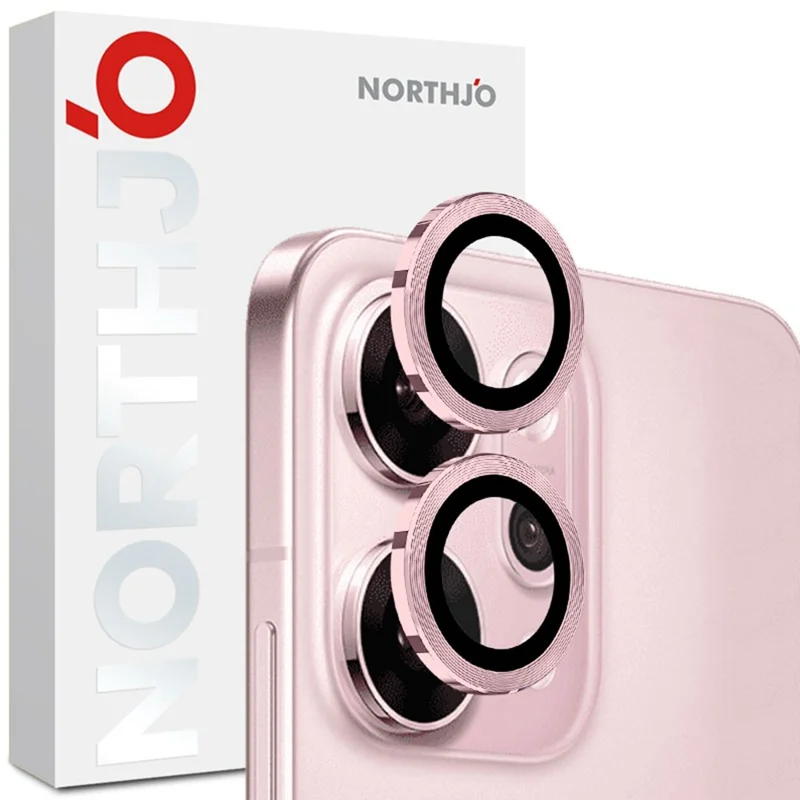 NORTHJO 1 комплект Защитное стекло для объектива камеры Oppo Reno14 Pro 5G (Global) с металлическим кольцом в стиле CD-текстуры - Розовый