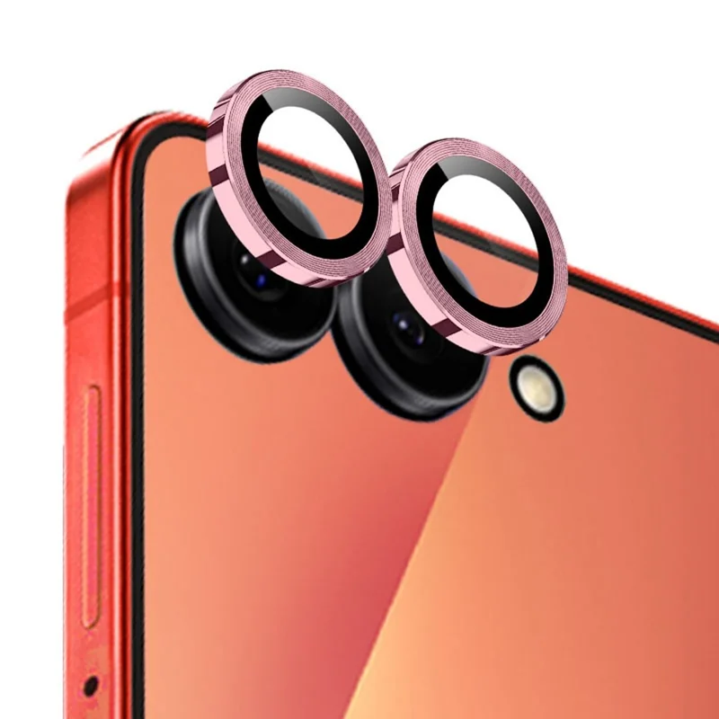 NORTHJO 1 Set For Samsung Galaxy Z Flip7 5G Tempered Glass Camera Lens Film CD Veins Metal Ring Lens Guard - Pink