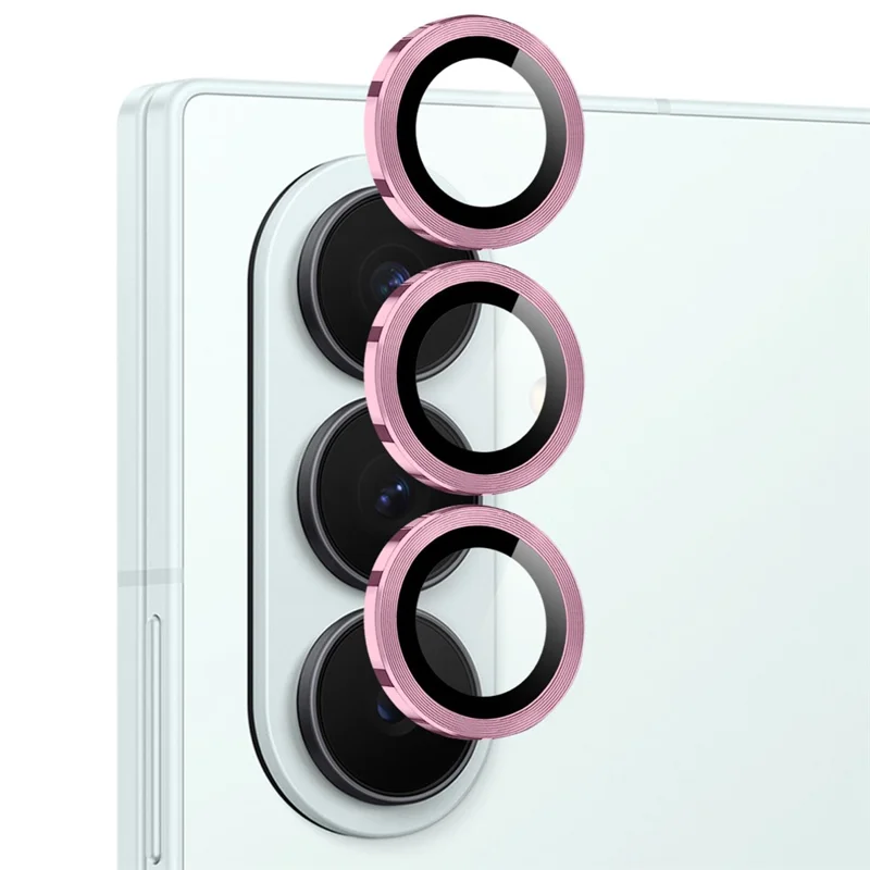 NORTHJO 1 Set For Samsung Galaxy Z Fold7 5G Tempered Glass Camera Lens Film CD Veins Metal Ring Lens Guard - Pink