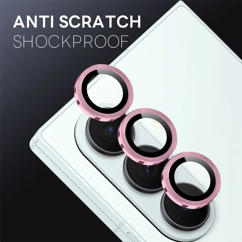 NORTHJO 1 Set For Samsung Galaxy Z Fold7 5G Tempered Glass Camera Lens Film CD Veins Metal Ring Lens Guard - Pink
